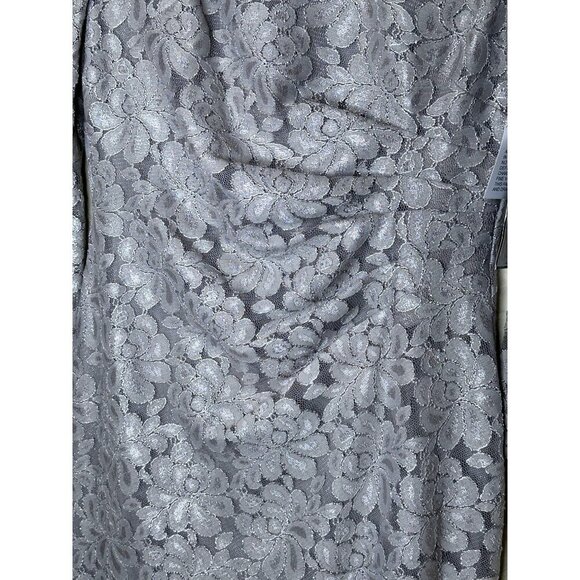 Jessica Howard Dress Womens Size 6 Floral Lace Bell Sleeve Sheath Silver NEW - Picture 5 of 11